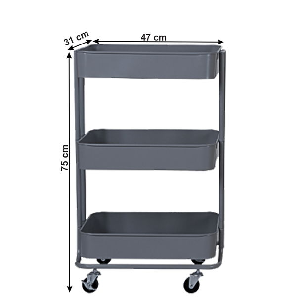 Servírovací vozík Ruelin (tmavosivá)