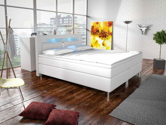 Bračni krevet Boxspring 140 cm Marilia I (bijela) (s madracima) 