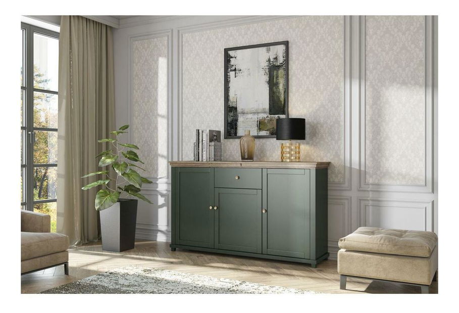 Komoda Elvina Typ 47 (tamnozelena + hrast lefkas)