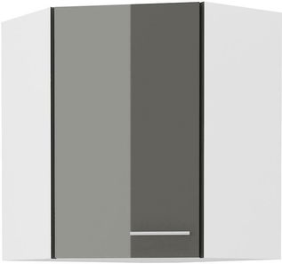 Horná rohová kuchynská skrinka Lavera 60x60 GN-72 1F (45°) (korpus: biela + front: lesk sivý)