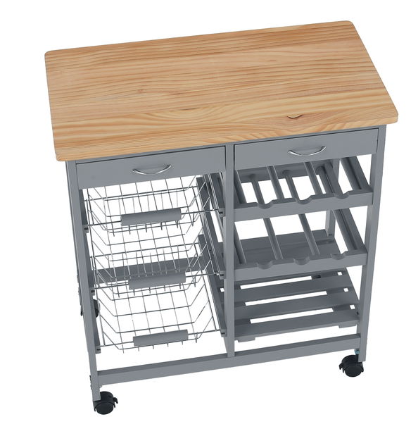 Kolica za posluživanje Brooke (siva + prirodna)