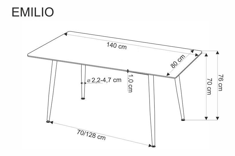 Jedálenský stôl Emilo 120 (biely mramor + čierna) (pre 4 osoby)