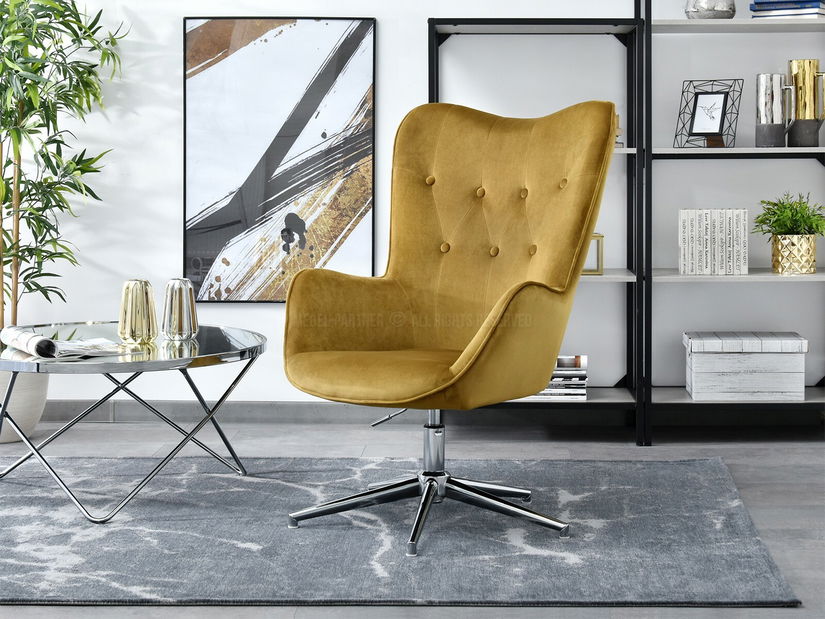 Kreslo Truni (zlatá + chrómová)