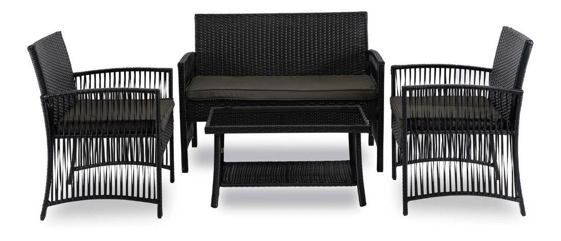 Záhradný set Frutos (čierna) (pre 4 osoby)