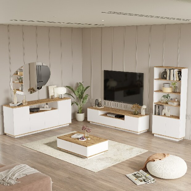 Mobilier living Freddie 19 (Pin atlantic + Alb)