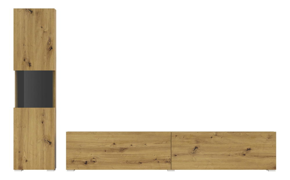 Mobilier living Avernic Typ 09 (negru + Stejar artisan)