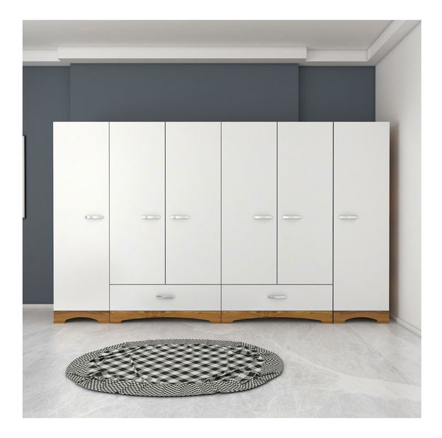 Ormar za garderobu Forzolena (bijela + orah)