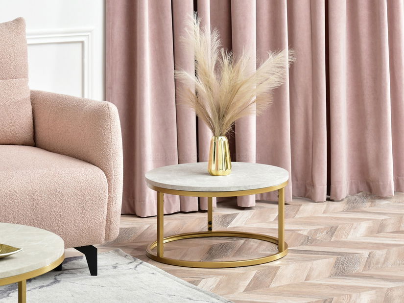 Stolić za kavu Kolja Stolik S (sivi mramor + zlatna)