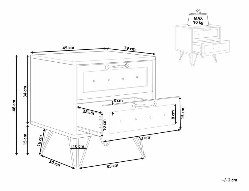 Noptieră Aiping (lemn închis)