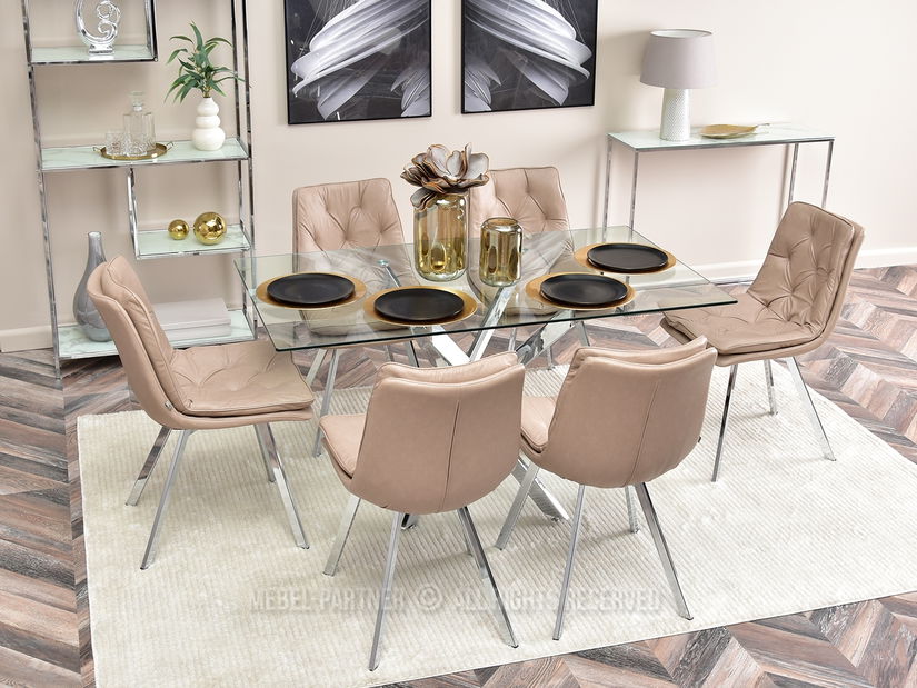 Stolička Polly (béžová + chrómová)