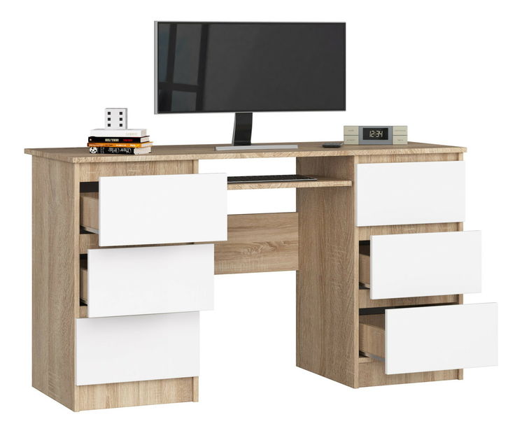 PC asztal Behati (szonoma tölgy + fehér)