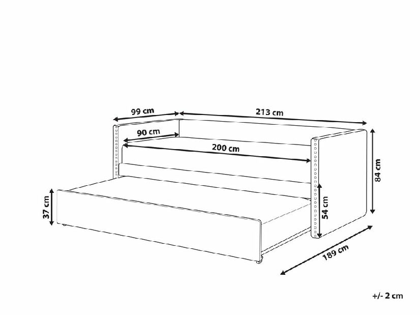 Jednostruki krevet 200 x 90 cm Tish (siva) (s podnicom)