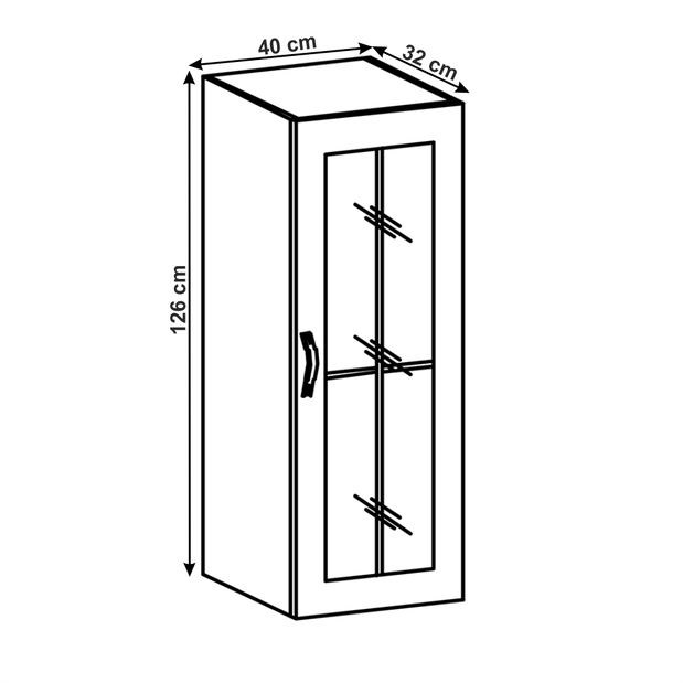 Dulap superior de bucătărie W40S Lanaya (alb + gri mat) (D) 