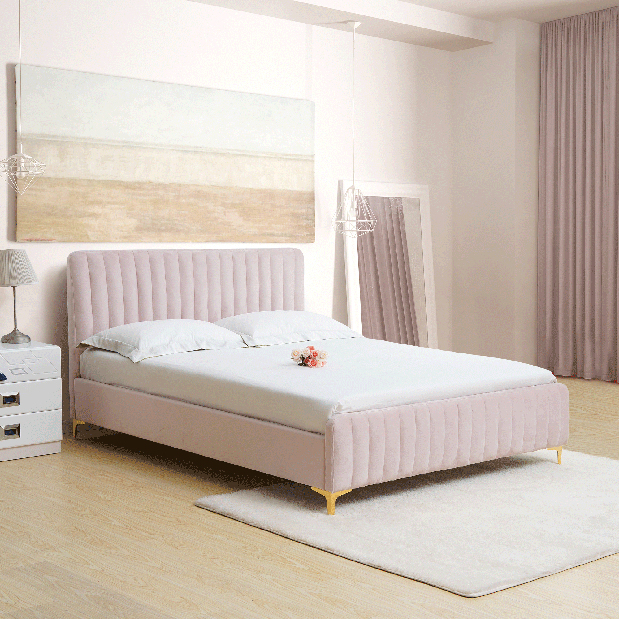 Bračni krevet 160 cm Karilla (ružičasta) (s podnicom) *