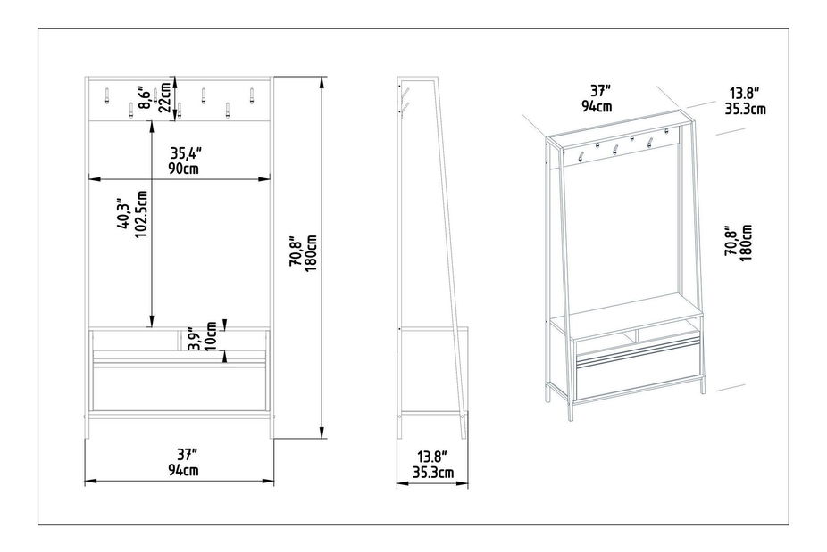 Set za predsoblje Dudulo (crni mramor)