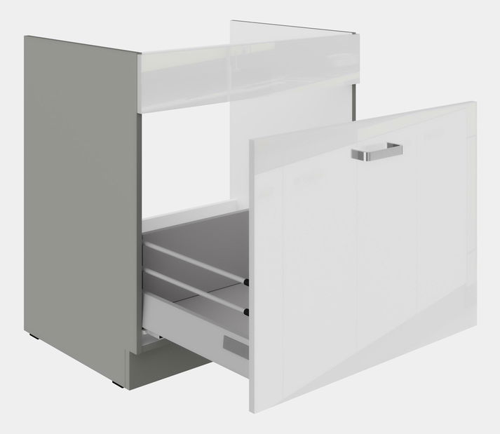 Dolná kuchynská skrinka pod drez Brunea 80 ZL 1S BB (korpus: sivá / front: lesk biely)