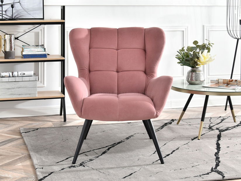 Fotel Kikino (rózsaszín + fekete)