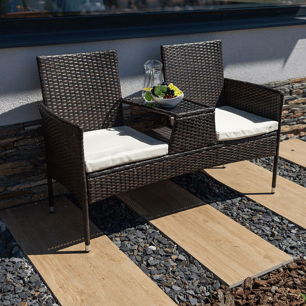Kétüléses kerti kanapé Lallea (barna)