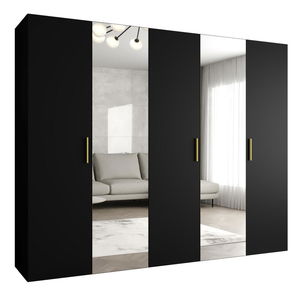 Ruhásszekrény 250 cm Borry 2 (fekete + arany)