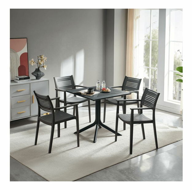 Záhradný stôl DENTON (čierna) (pre 4 osoby)