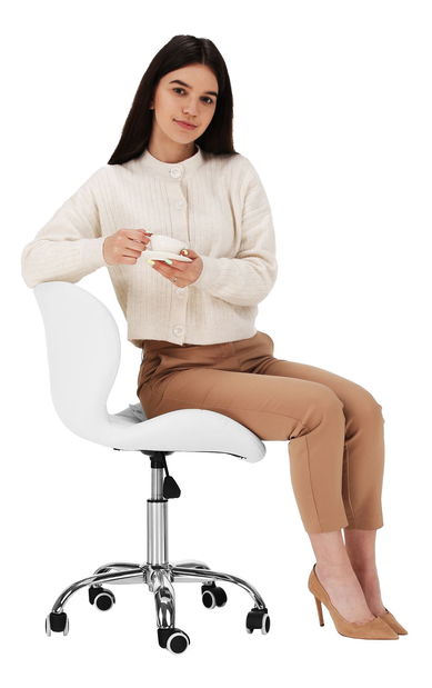 Fotoliu de birou Argos (alb + crom)