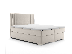 Pat matrimonial Boxspring 180 cm Morcano (crem) (cu sp. depozitare)