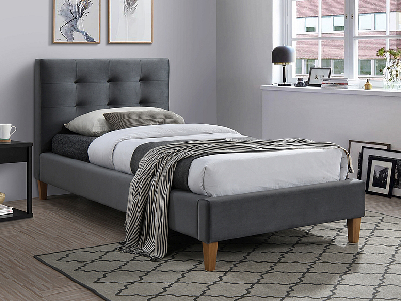 Manželská posteľ 90x200 cm Temeka (sivá) (bez matraca)