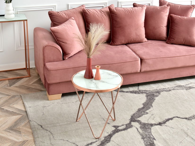 Măsuță de cafea Armin S (marmură albă + cupru)