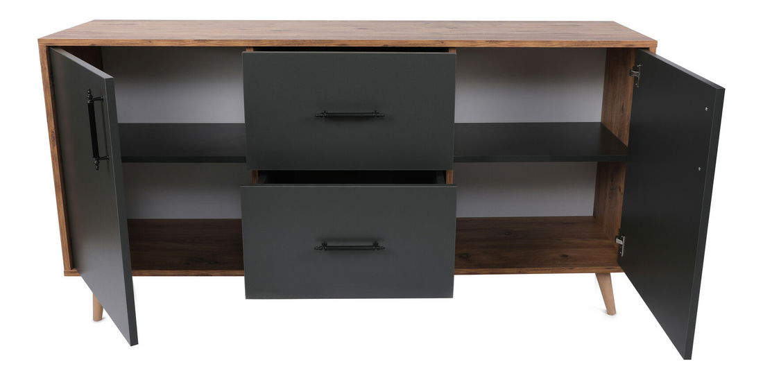 Comodă Cornell (nuc + antracit)