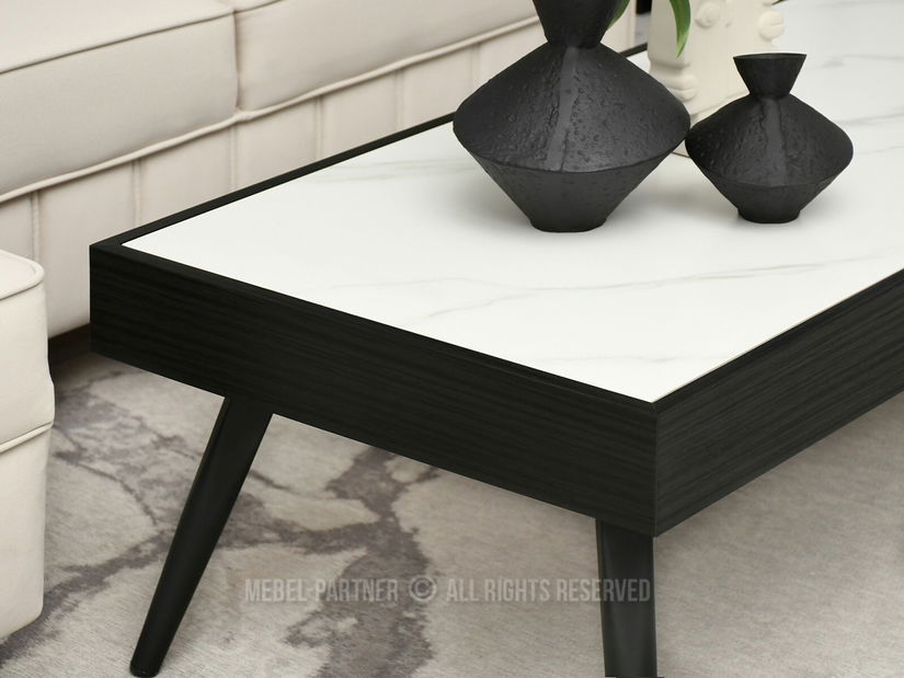 Stolić za kavu Flock (bijeli mramor + crna)