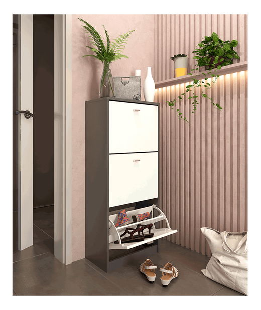 Ormarić za obuću Verity Typ 2 (grafit + bijela)