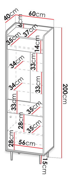Vitrina Percival PC9 (crna + brandy castello)