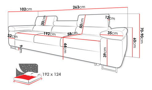 Sofa Terazuro (bijela + siva)