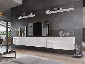 Mobilier living Otharix VI (Alb + Alb lucios) (fără picioare)