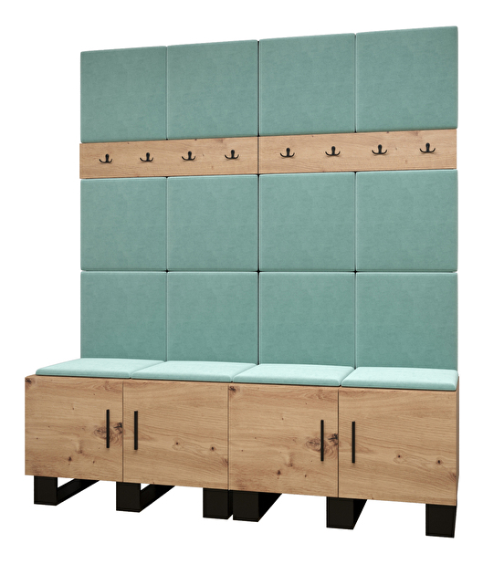 Set mobilier pentru hol Amanda 3 (Stejar artisan + verde)