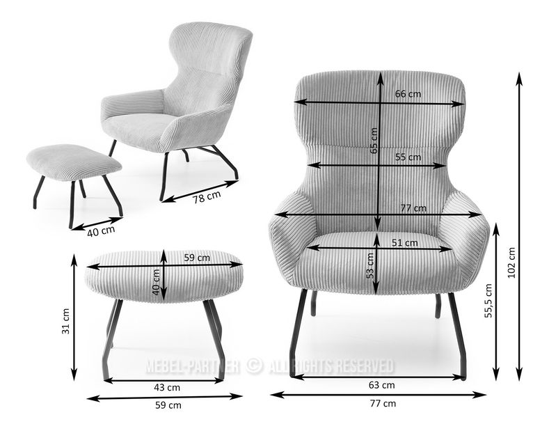 Fotoliu relax Condorin (nisipiu + negru) (cu suport)