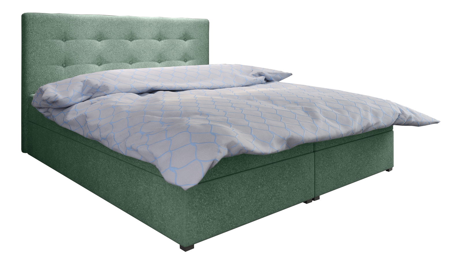 Pat matrimonial Boxspring 140 cm Fade 1 (mentă) ( cu saltea și sp. depozitare)