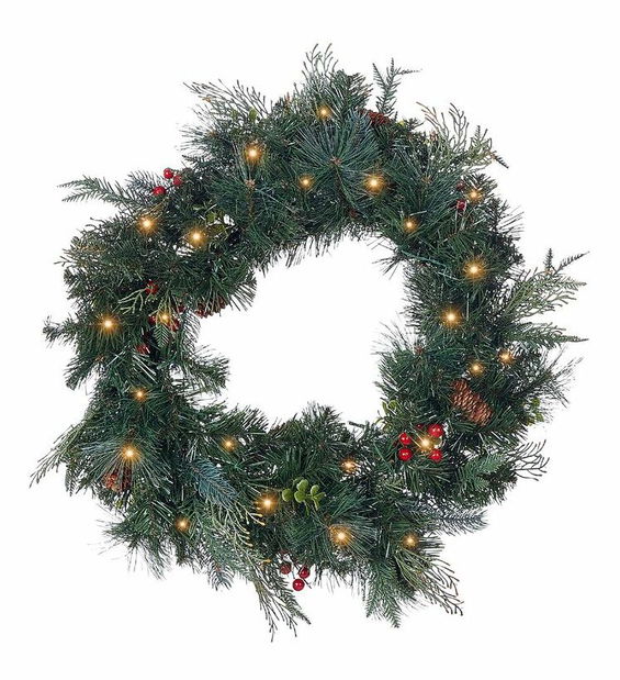 Veniec na dvere ø 60 cm Emmaline (zelená) (s osvetlením)