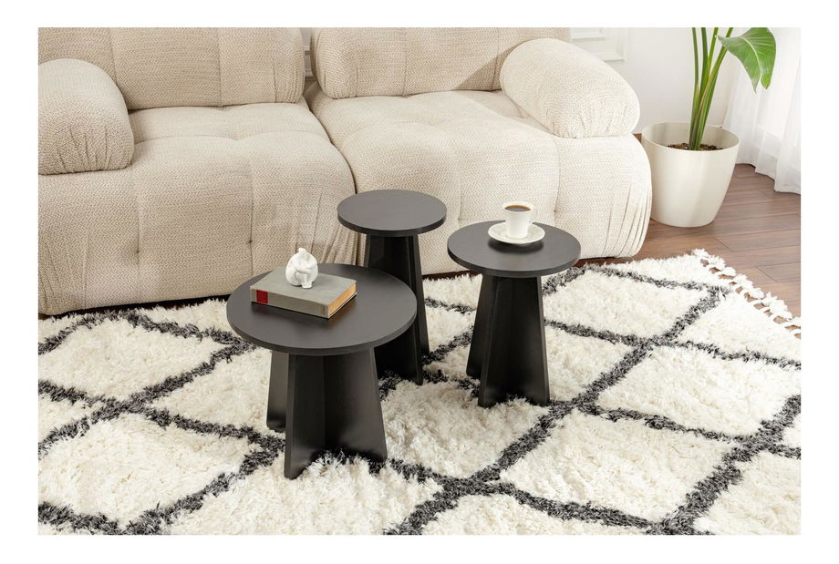 Set 3 buc. măsuțe cafea Lumine (Lemn negru) 