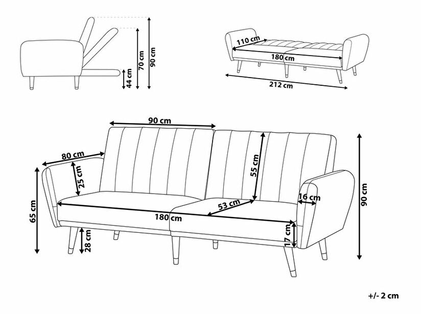 Sofa trosjed VIMMER (svijetlo siva)