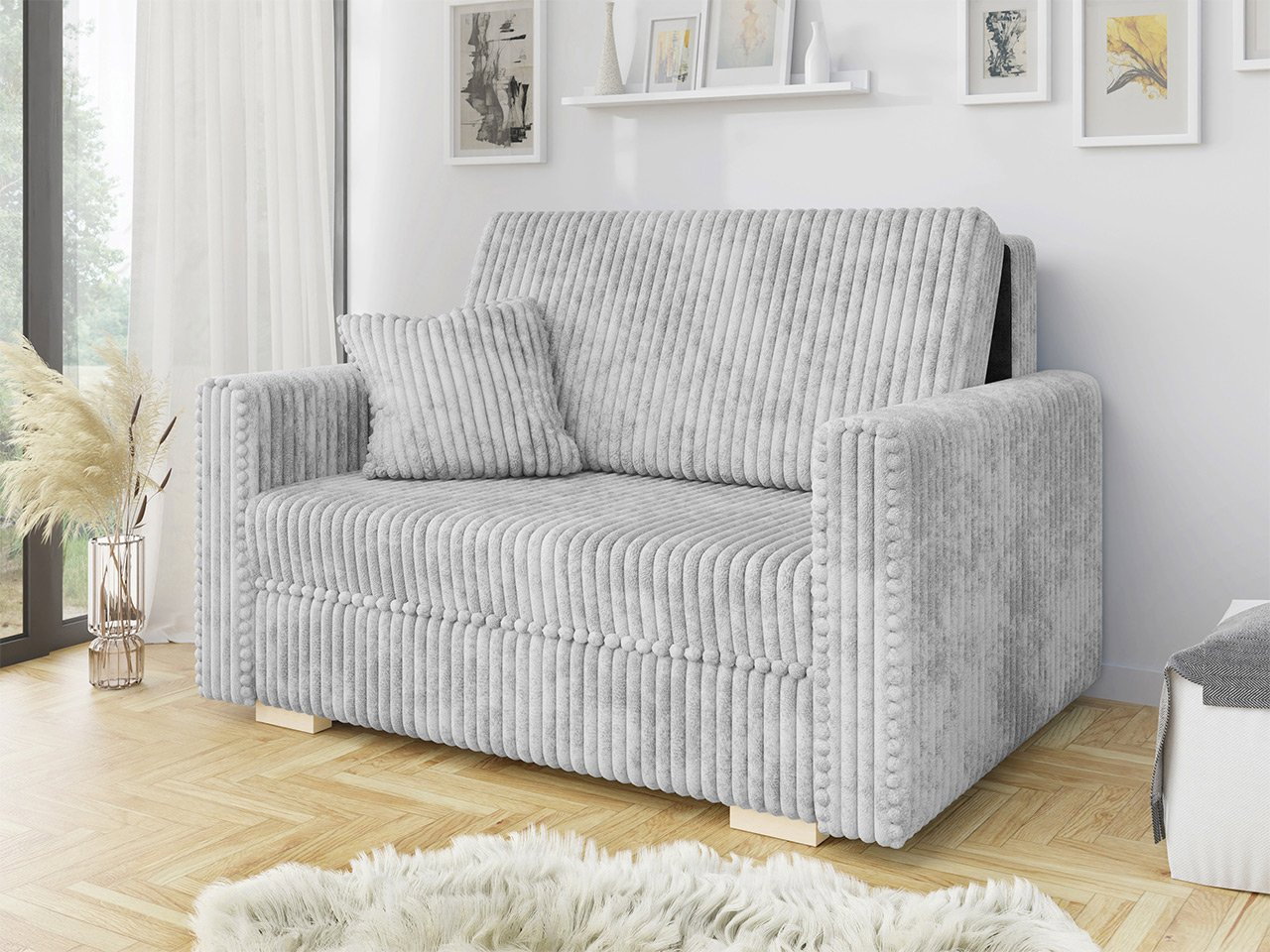 Sofa na razvlačenje Clovea Piano II (svijetlosiva) (s prostorom za odlaganje)