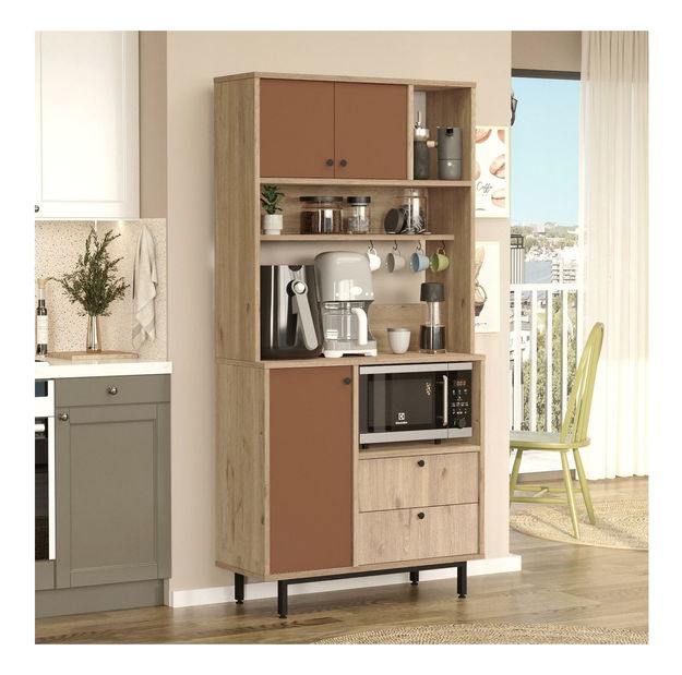 Dulap cu rafturi Rebutia 4 (stejar + cărămiziu)