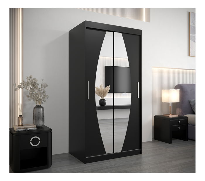 Ormar za garderobu 100 cm Eclipse (crna mat + crna mat)