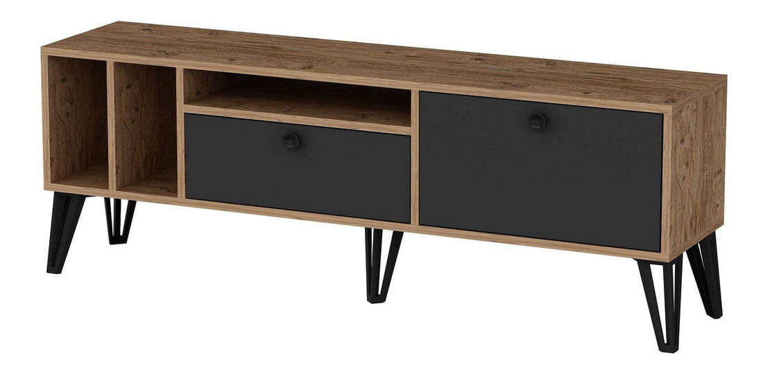 TV stolić/ormarić hrasteki 2 (atlantski bor + crna)