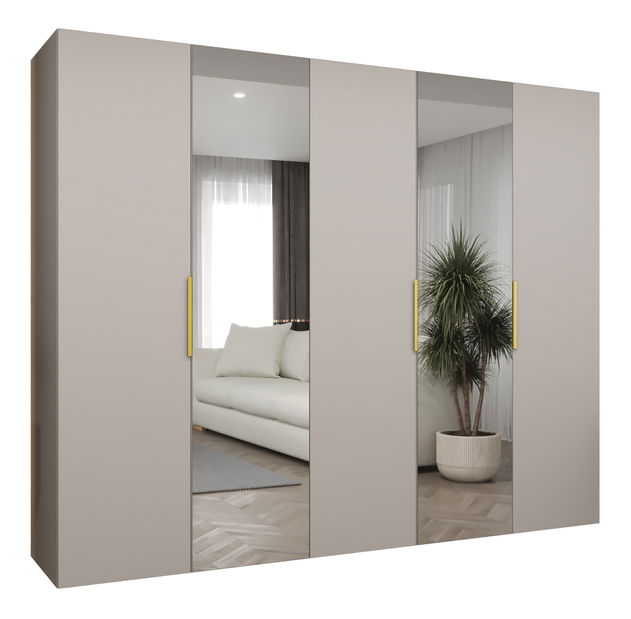 Ormar za garderobu 250 cm Mirabella 2 (kašmir + zlatna)