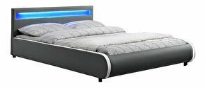 Manželská posteľ 160 cm Krunt (s roštom a osvetlením) (sivá) *výpredaj