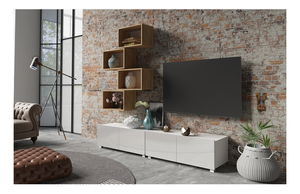 Mobilier living Calabria C30 WHITE (Alb + Stejar auriu) (fără iluminat)