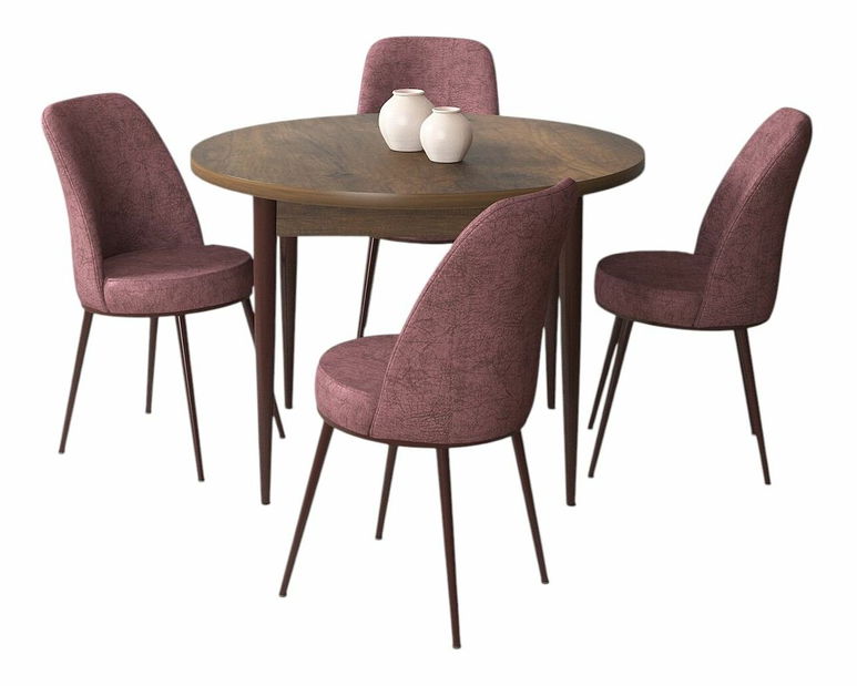 Jedálenský set Torra (orech barokový + prašná ružová) (pre 4 osoby)