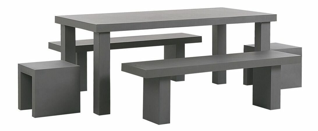 Záhradný set TONUTO 2 (sivá) (s lavicami a stoličkami) (pre 6 osôb)