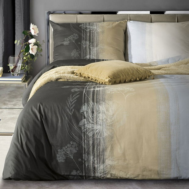 Posteľná bielizeň 200X220 cm Carmen (hnedá + svetlosivá) (komplet s obliečkami na vankúše) *výpredaj